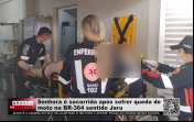 Senhora é socorrida após sofrer queda de moto na BR 364 sentido Jaru – Vídeo