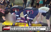 SAMU socorre motociclista após colidir em cachorro na Av. JK próximo da rotatória da Av. Guaporé em Ariquemes – Vídeo