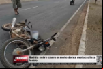 Batida entre carro e moto deixa motociclista ferido em Ji–Paraná – Vídeo