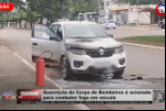 Guarnição do Corpo de Bombeiros é acionada para combater fogo em veículo – Vídeo