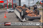 Batida causa capotamento de veículo no cruzamento da BR–364 com Linha 94 em Ji–Paraná – Vídeo