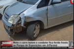 Moto e carro batem e condutor fica ferido frente ao Parque de Exposições em Ji–Paraná – Vídeo