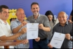Coronel Chrisóstomo participa de  de ordem de serviço para obras de pavimentação e drenagem em União Bandeirantes