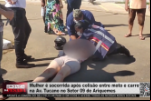 Mulher é socorrida após colisão entre moto e carro na Av. Tucano no Setor 09 de Ariquemes – Vídeo