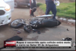 Rapaz é socorrido após colisão entre moto e carro no Setor 05 de Ariquemes – Vídeo