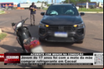 ACIDENTE COM MENOR NA CONDUÇÃO – Jovem de 17 anos foi com a moto da mãe comprar refrigerante em Cacoal – Vídeo