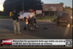 Motociclista fica gravemente ferido após batida com pick up na BR 364, bairro São Bernardo em Ji–Paraná – Vídeo